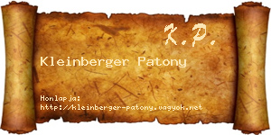 Kleinberger Patony névjegykártya